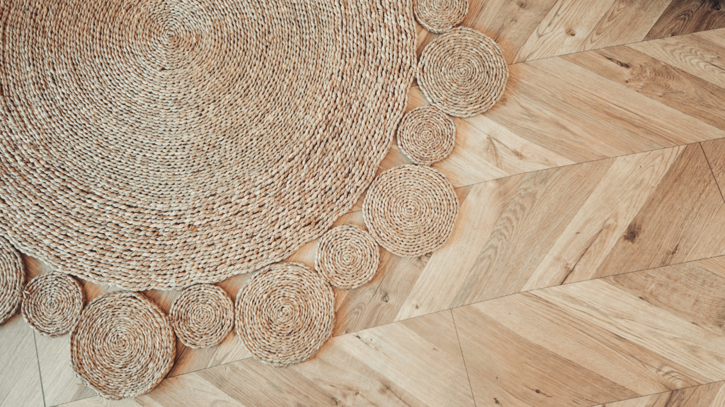 Jute rug on wooden flooring