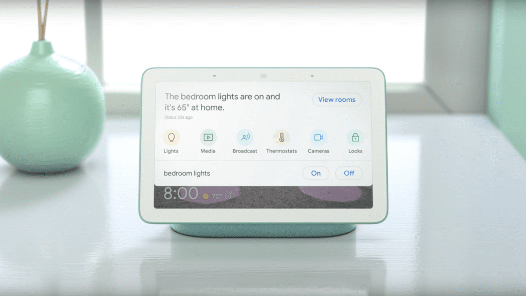 Devices like the Google Nest Hub  allow you to control all your Google connected smart home gadgets from a single interface. Source: Google