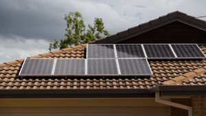 Solar panels on a Goan rooftop.